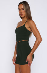 Keep Up High Waisted Shorts 4 Forest