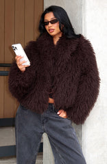 Weekend Away Fur Jacket Chocolate